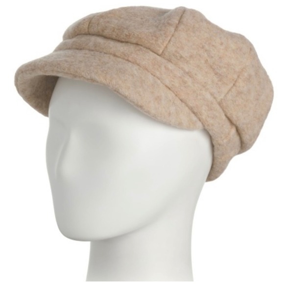 Complit Italian Wool Blend Heather Beige Floral Applique Accent Newsboy Hat main image 4